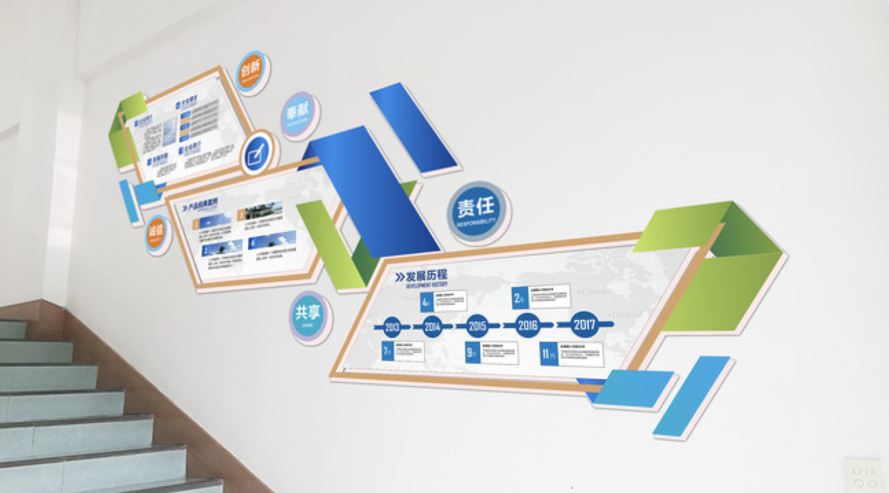 簡(jiǎn)約大氣企業(yè)文化樓梯墻